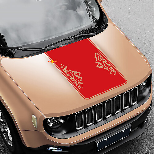 Mountains Style Blackout Vinyl Bonnet Sticker Decal for Jeep Renegade