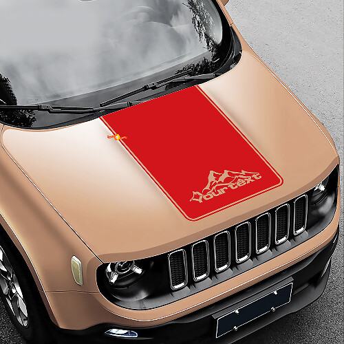 Mountains Style Blackout Vinyl Bonnet Decal 2 for Jeep Renegade