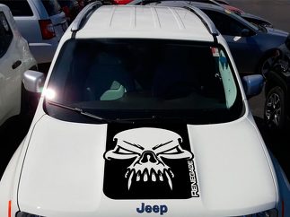 Jeep Renegade Hood Skull Grunge Graphic Vinyl Decal Sticker Side SUV