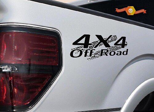 4x4 OFF ROAD Tire Track Decal Sticker Truck TRD Tacoma Jeep Dodge Chevy Ford Blk