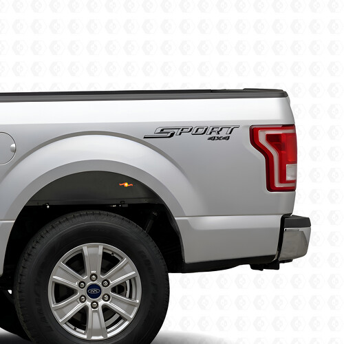 Sport 4x4 Outlined Lettering Bedside Vinyl Decal Sticker for Ford F-150 2015-2016