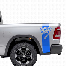 Skull Graphic Stripes Bedside Vinyl Decal Sticker for Dodge Ram 1500_2