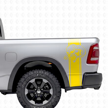 Outline Stripes with Skull Bedside Vinyl Decal Sticker for Dodge Ram 1500_5