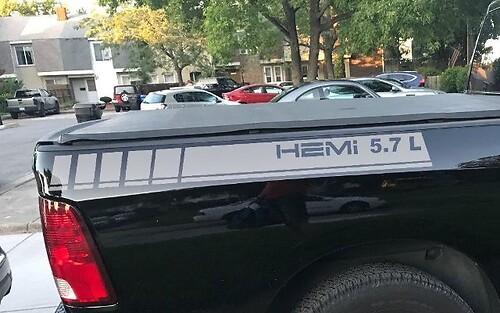 2 Truck vinyl Sticker Decal stripes Dodge Ram 1500 5.7 L rear back graphics Hemi Mopar
