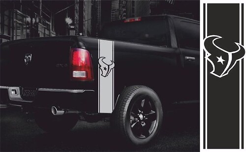 Houston Texans Outline Stripes Tailgate Vinyl Decal Sticker for Dodge Ram 1500