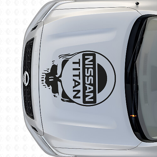 Brand Logo Skull Style Hood Vinyl Decal for Nissan Titan 