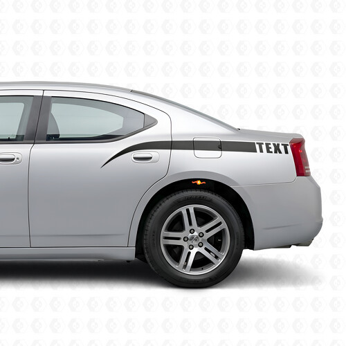 Curved Accent Stripes & Custom Text Side Vinyl Decal Sticker for Dodge Charger 2006-2010