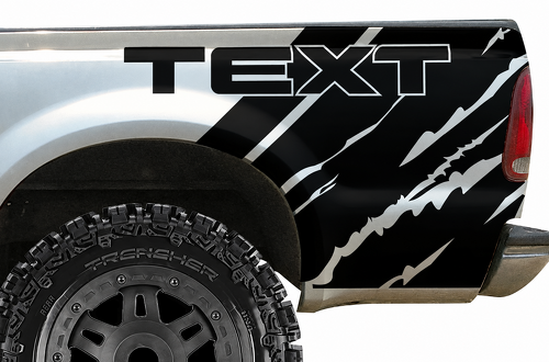 TEXT Torn Quarter Wrap Bedside Vinyl Decal Sticker for Ford F-250 1999-2006