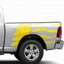 USA Flag in Splash Style Bedside Vinyl Decal Sticker for Dodge Ram 1500_5