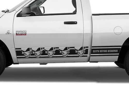 DODGE RAM 1500/2500 (2009-2018) 6.5 BED CUSTOM VINYL Sticker Decal KIT -SKULL ROCKER
