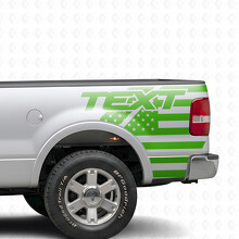 USA Flag With Custom Text Side Bedside Vinyl Decal Sticker for Ford F-150 11th Gen (P221) 2003-2008_2