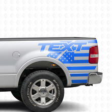 USA Flag With Custom Text Side Bedside Vinyl Decal Sticker for Ford F-150 11th Gen (P221) 2003-2008_3