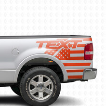 USA Flag With Custom Text Side Bedside Vinyl Decal Sticker for Ford F-150 11th Gen (P221) 2003-2008_5