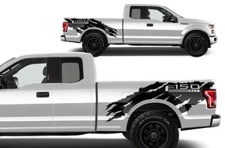 Ford F-150 (2015-2017) 6.5 Bed Vinyl Rear Decal Wrap Kit - F-150 Torn