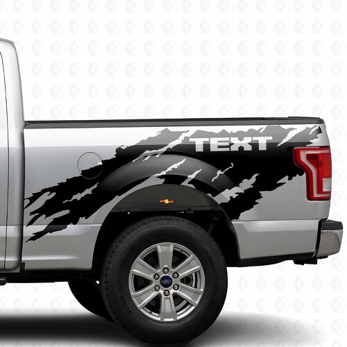 Torn Splash Custom Text Bedside Vinyl Decal Sticker for Ford F-150 2015-2017
