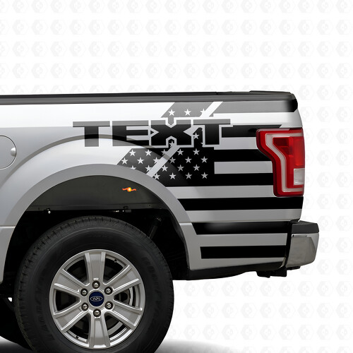 American Flag Custom Text Bedside Vinyl Decal Sticker for Ford F-150 2015-2017