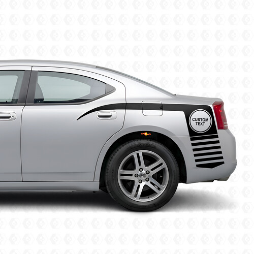 Custom Text in Circle & Claw Stripes Side Vinyl Decal Sticker for Dodge Charger 2006-2010