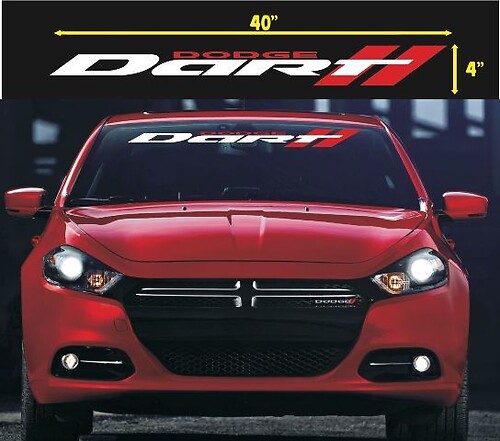 Dart Logo with Dual Stripes Windshield Vinyl Decal Sticker for Dodge Dart
