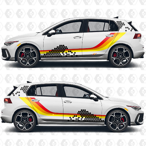 Honeycomb Heritage Side Stripes Vinyl Decals Kit for VW Volkswagen Golf
