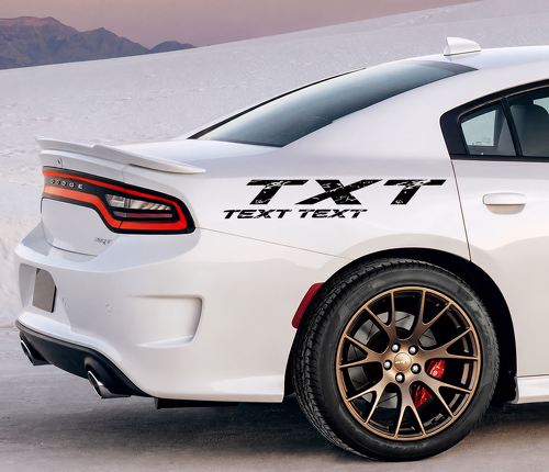 SRT Scat Pack Style TXT TEXT TEXT Distressed Pair Rear Fender Vinyl Decal Sticker for Dodge Charger