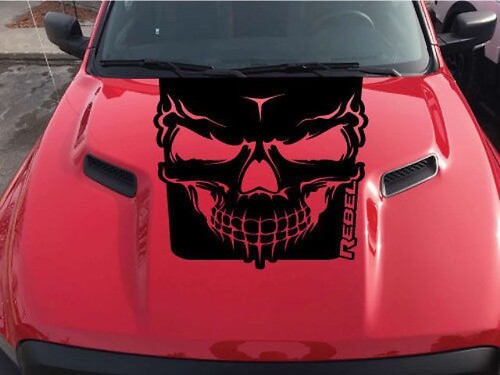 2015-2017 Dodge Ram Rebel Skull Hood Truck Vinyl Decal Graphic Options Color