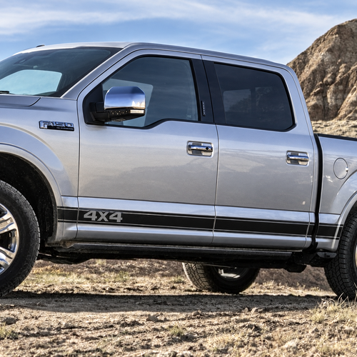 4X4 Pinstriped Band Rocker Panel Vinyl Decal Sticker for Ford F-150 2015-2018