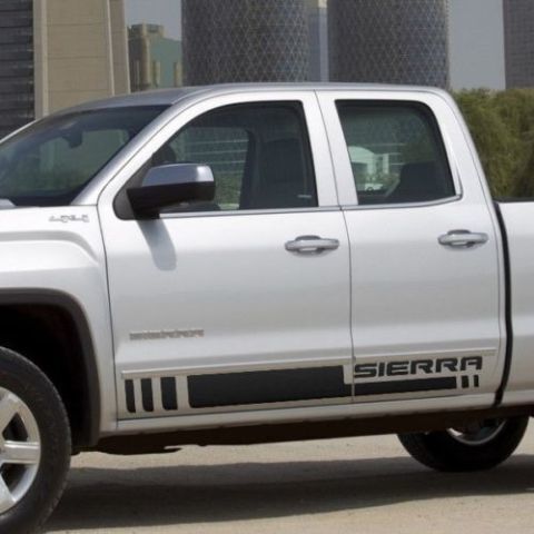 Stripes with Sierra Lettering Side Door Vinyl Decal Sticker for GMC Sierra