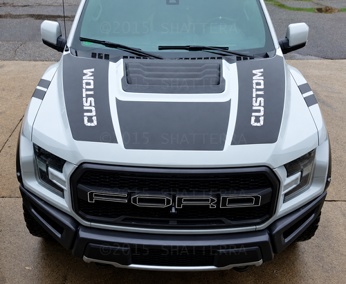 CUSTOM Dual Blackout Panels Hood Vinyl Decal Sticker for Ford F-150 2017