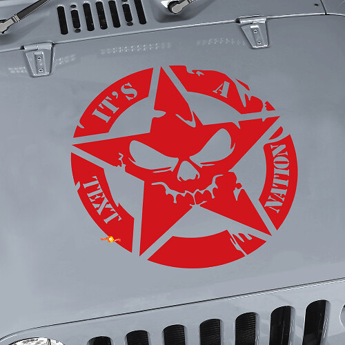 Custom Text Military Star Skull Hood Vinyl Sticker Decal for Jeep Wrangler JK CJ TJ 1