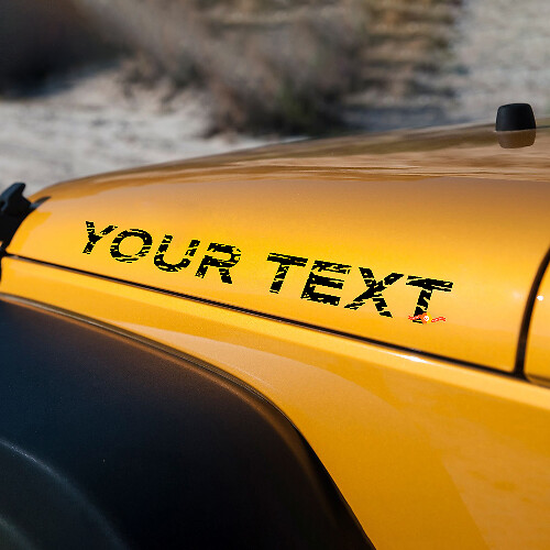 Custom Text Scratched Distressed Style Bonnet Vinyl Sticker Decals for Jeep Wrangler JK JL