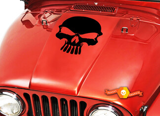 Skull Hood Vinyl Decal Sticker (12) fits: Jeep CJ 5 6 7 8