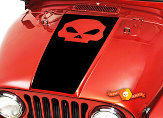 Skull Hood Blackout Vinyl Decal Sticker (21) fits: Jeep CJ 5 6 7 8
