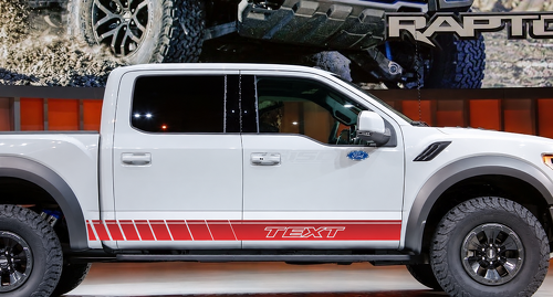 TEXT Slanted Block Rocker Stripe Pair Rocker Panel Vinyl Decal Sticker for Ford F-150