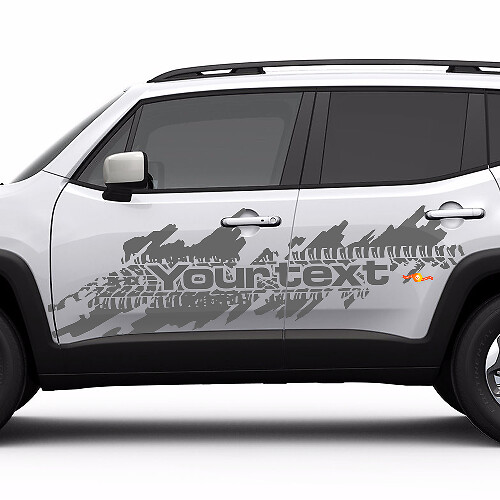 Custom Text Tyre Tracks Side Splash Graphic Vinyl Decal Sticker for Jeep Renegade