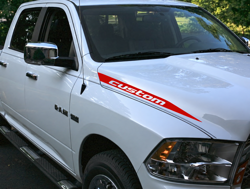 custom Edge Stripe Pair Hood Vinyl Decal Sticker for Dodge Ram 1500