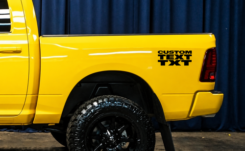 CUSTOM TEXT TXT Stacked Lettering Pair Bedside Vinyl Decal Sticker for Dodge Ram 2500