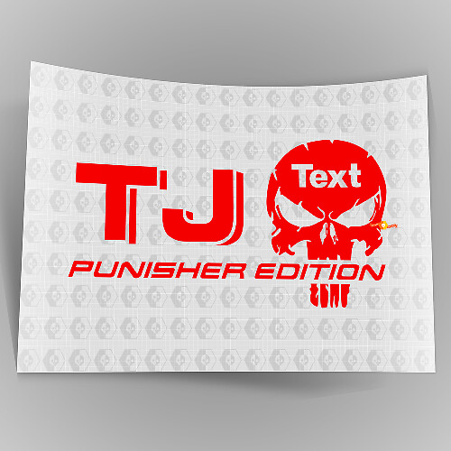 Custom Text Punisher Edition Vinyl Sticker Decal Pair for Jeep TJ