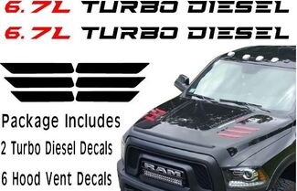 2010-2017 DODGE RAM 2500 & 3500 HD HOOD VENT DECALS 6.7L Turbo Diesel Package