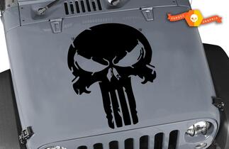 Distressed Punisher Skull Vinyl Decal Jeep Hood Ford Chevy Dodge