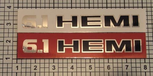 Hemi Stickers Decals 6.1 Liter Set X2 Chrome & Black Hood Scoop
