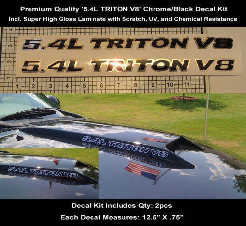 5.4L Triton V8 Chrome Black Hood Scoop Decal Kit for Musclecar F-150 F-250