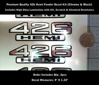 Hemi Decals 426 Chrome & Black Fender Decal Kit 2pcs Stickers UV 0149