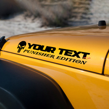 Custom Text Punisher Skull Bonnet Vinyl Decal Sticker for Jeep Wrangler TJ LJ JK JKU 3