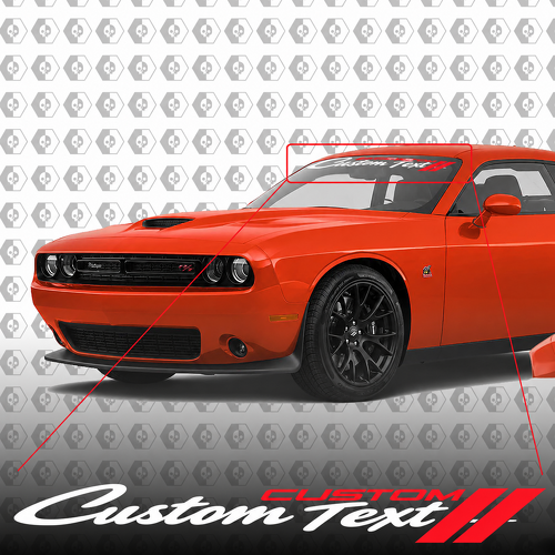 CUSTOM CUSTOM TEXT Twin Slash Banner Windshield Vinyl Decal Sticker for Dodge Challenger 2018-2020