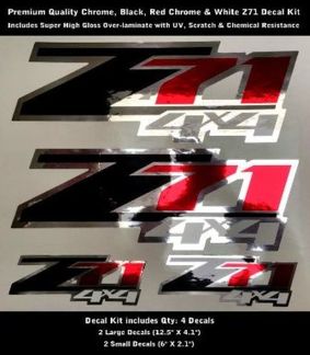 Z71 Decal Kit Chrome Red Chrome Black White Premium Quality 0091