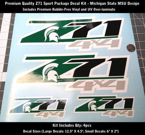 Z71 with Michigan State MSU Universal Vinyl Decal Sticker for Chevrolet Silverado