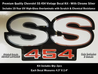 SS 454 Decal Kit 2pcs Camaro Chevrolet Chrome Outlines 4.5