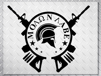 Spartan Helmet MOLON LABE gun cross hood side vinyl decal sticker wrangler jeep