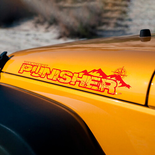 Custom Punisher Style Hood Side Vinyl Decals Kit for Jeep Wrangler