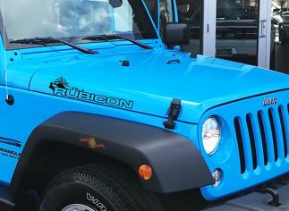 Pair Jeep Wrangler Rubicon Vinyl Hood Decals Unlimited or CUSTOM TEXT